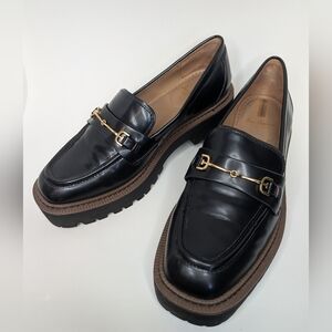 Sam Edelman Laurs Lug Sole Loafers Women's Shoes Black Platform